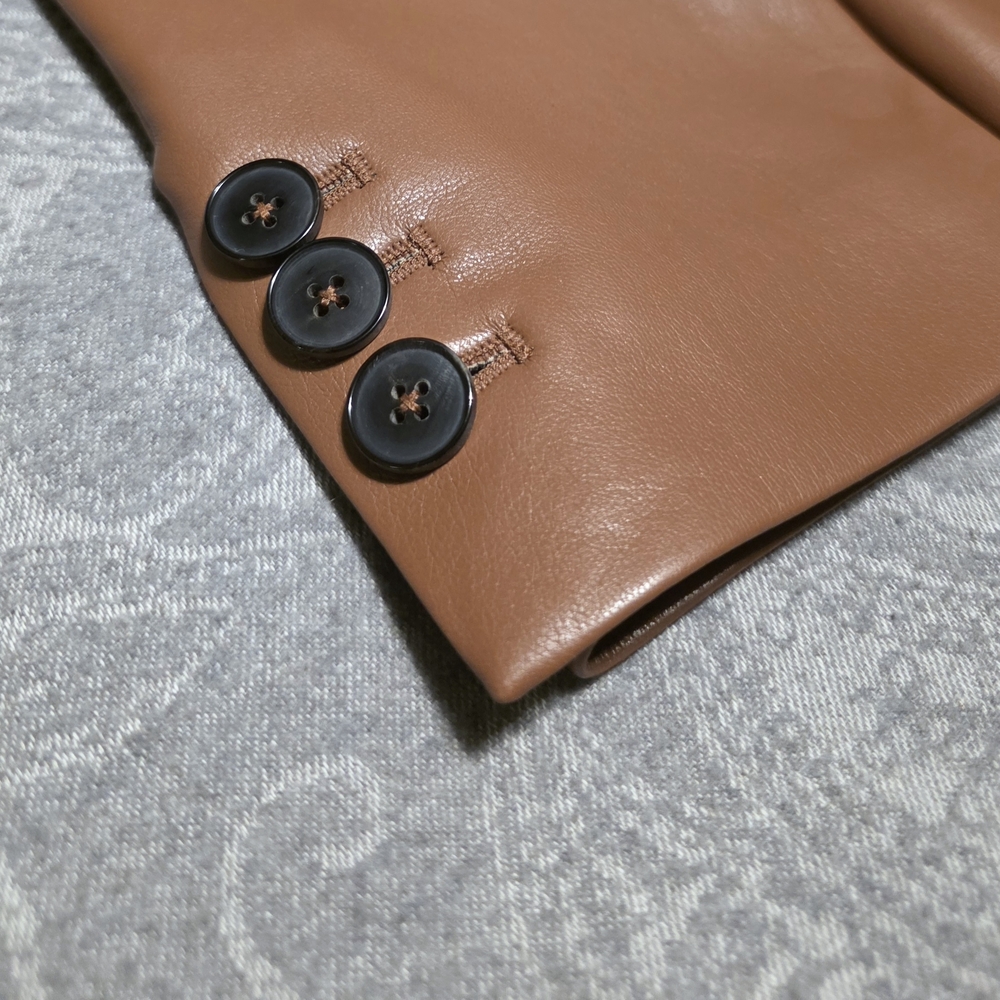 Aritzia Babaton Brown Vegan Leather Blazer (Size S) - Picture 4 of 7